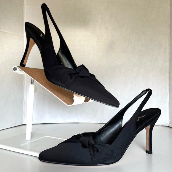 Nina Stain Bow, Pointed Toe Slingback Heels - Picture 1 of 10
